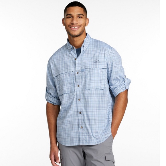 L.L. Bean Tropicwear Long Sleeve Shirt, size Medium Tall - Picture 2 of 8